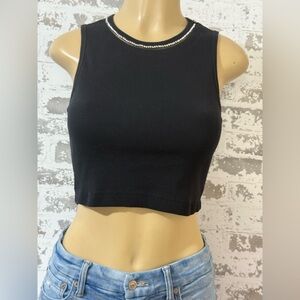 Zara Black Tank Top with Silver Accents